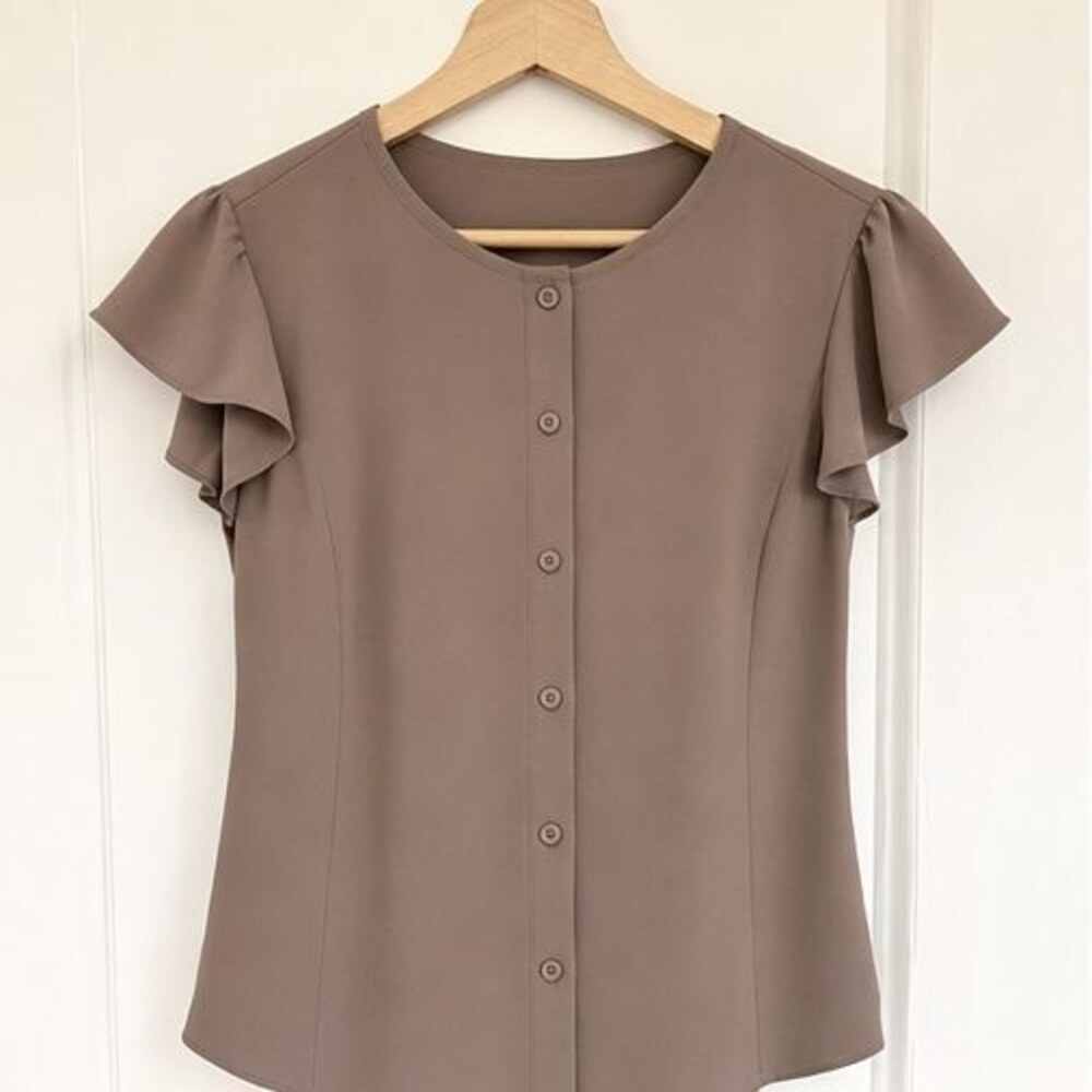 Taupe Pleated Blouse